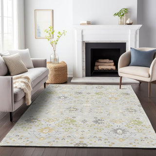 Piper Looms Chantille Traditional ACN1009 Silver Machine Washable Area Rug Lifestyle Image Feature