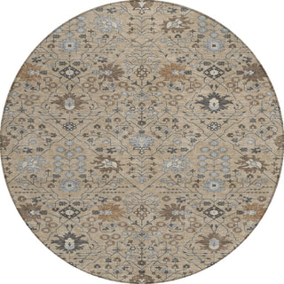 Piper Looms Chantille Traditional ACN1009 Taupe Machine Washable Area Rug Round Main Image