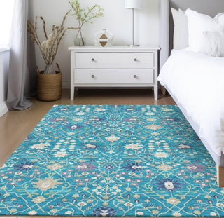 Piper Looms Chantille Traditional ACN1009 Teal Machine Washable Area Rug Lifestyle Image Feature