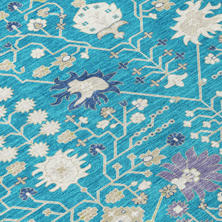 Piper Looms Chantille Traditional ACN1009 Teal Machine Washable Area Rug Swatch Image