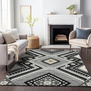 Piper Looms Chantille Tribal ACN1010 Black Machine Washable Area Rug Lifestyle Image Feature