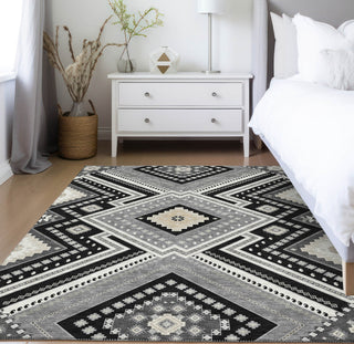 Piper Looms Chantille Tribal ACN1010 Black Machine Washable Area Rug Lifestyle Image Feature