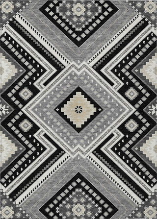 Piper Looms Chantille Tribal ACN1010 Black Machine Washable Area Rug main image