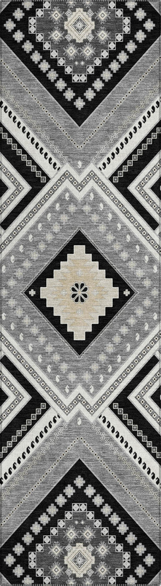 Piper Looms Chantille Tribal ACN1010 Black Machine Washable Area Rug Runner Main Image