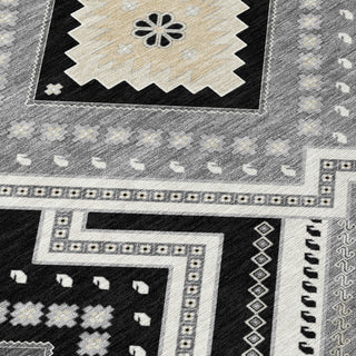 Piper Looms Chantille Tribal ACN1010 Black Machine Washable Area Rug Swatch Image