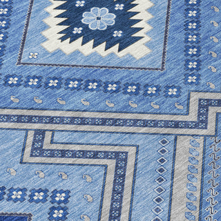 Piper Looms Chantille Tribal ACN1010 Blue Machine Washable Area Rug Swatch Image
