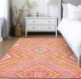 Piper Looms Chantille Tribal ACN1010 Coral Machine Washable Area Rug Lifestyle Image Feature