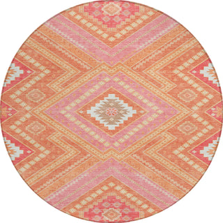 Piper Looms Chantille Tribal ACN1010 Coral Machine Washable Area Rug Round Main Image