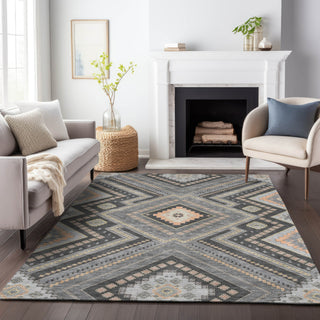 Piper Looms Chantille Tribal ACN1010 Gray Machine Washable Area Rug Lifestyle Image Feature