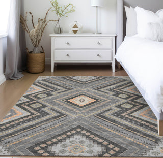 Piper Looms Chantille Tribal ACN1010 Gray Machine Washable Area Rug Lifestyle Image Feature