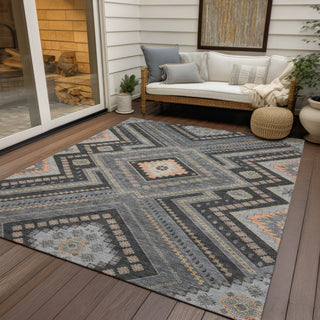 Piper Looms Chantille Tribal ACN1010 Gray Machine Washable Area Rug Outdoor Lifestyle Image Feature