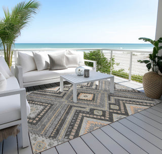 Piper Looms Chantille Tribal ACN1010 Gray Machine Washable Area Rug Outdoor Lifestyle Image Feature