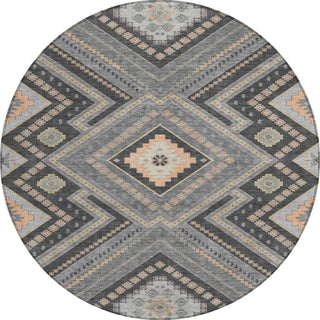 Piper Looms Chantille Tribal ACN1010 Gray Machine Washable Area Rug Round Main Image