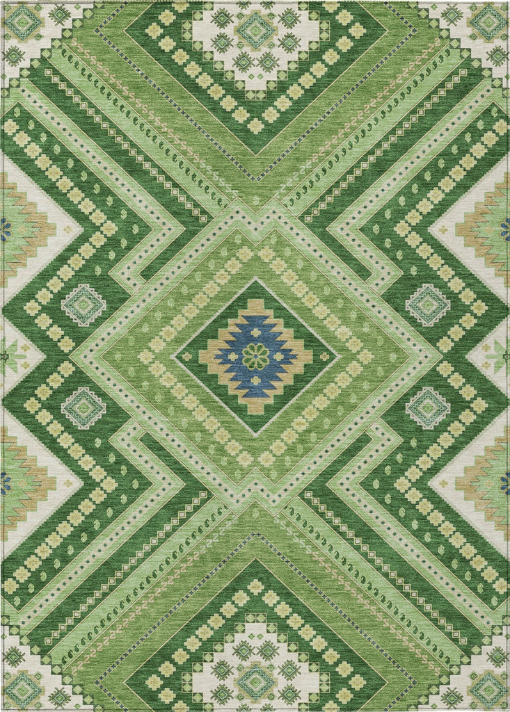 Piper Looms Chantille Tribal ACN1010 Green Machine Washable Area Rug main image