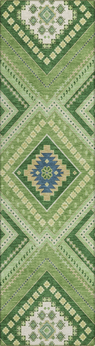 Piper Looms Chantille Tribal ACN1010 Green Machine Washable Area Rug Runner Main Image
