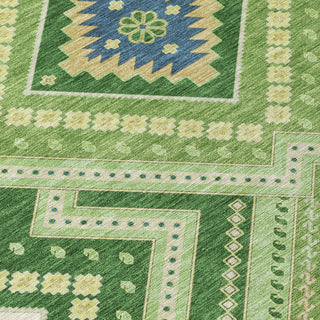 Piper Looms Chantille Tribal ACN1010 Green Machine Washable Area Rug Swatch Image