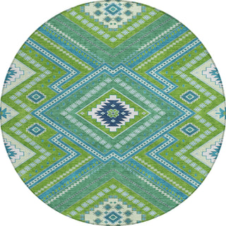 Piper Looms Chantille Tribal ACN1010 Lime Machine Washable Area Rug Round Main Image