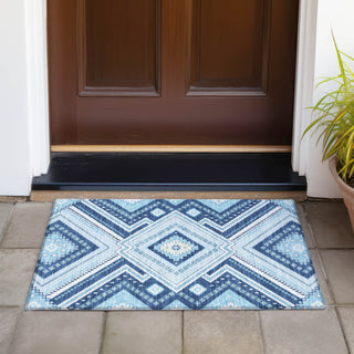 Piper Looms Chantille Tribal ACN1010 Navy Machine Washable Area Rug Scatter Outdoor Lifestyle Image Feature