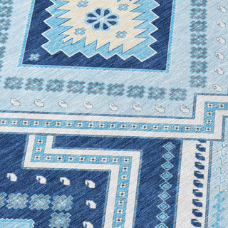 Piper Looms Chantille Tribal ACN1010 Navy Machine Washable Area Rug Swatch Image