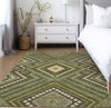 Piper Looms Chantille Tribal ACN1010 Olive Machine Washable Area Rug Lifestyle Image Feature
