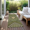 Piper Looms Chantille Tribal ACN1010 Olive Machine Washable Area Rug Runner Outdoor Lifestyle Image Feature