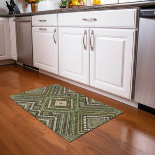 Piper Looms Chantille Tribal ACN1010 Olive Machine Washable Area Rug Scatter Lifestyle Image Feature