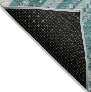 Piper Looms Chantille Tribal ACN1010 Teal Machine Washable Area Rug Backing Image