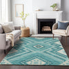 Piper Looms Chantille Tribal ACN1010 Teal Machine Washable Area Rug Lifestyle Image Feature