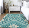 Piper Looms Chantille Tribal ACN1010 Teal Machine Washable Area Rug Lifestyle Image Feature