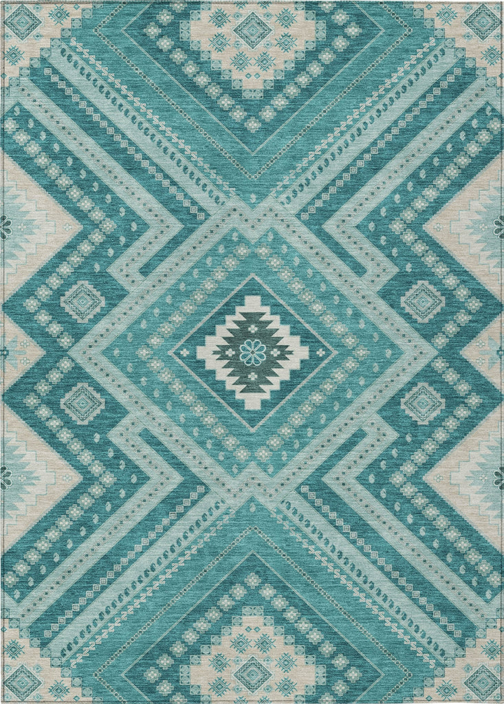 Piper Looms Chantille Tribal ACN1010 Teal Machine Washable Area Rug main image