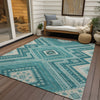 Piper Looms Chantille Tribal ACN1010 Teal Machine Washable Area Rug Outdoor Lifestyle Image Feature