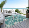 Piper Looms Chantille Tribal ACN1010 Teal Machine Washable Area Rug Outdoor Lifestyle Image Feature