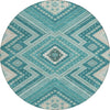 Piper Looms Chantille Tribal ACN1010 Teal Machine Washable Area Rug Round Main Image