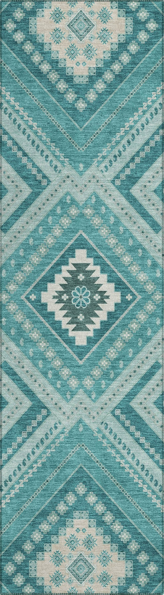 Piper Looms Chantille Tribal ACN1010 Teal Machine Washable Area Rug Runner Main Image