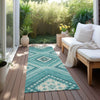 Piper Looms Chantille Tribal ACN1010 Teal Machine Washable Area Rug Runner Outdoor Lifestyle Image Feature