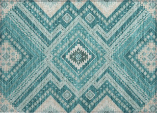 Piper Looms Chantille Tribal ACN1010 Teal Machine Washable Area Rug Scatter Main Image