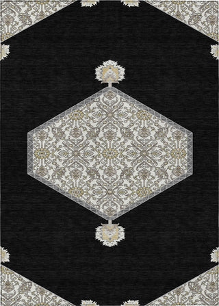 Piper Looms Chantille Oriental ACN1011 Black Machine Washable Area Rug main image