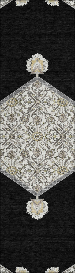 Piper Looms Chantille Oriental ACN1011 Black Machine Washable Area Rug Runner Main Image