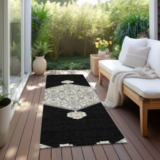 Piper Looms Chantille Oriental ACN1011 Black Machine Washable Area Rug Runner Outdoor Lifestyle Image Feature