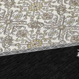 Piper Looms Chantille Oriental ACN1011 Black Machine Washable Area Rug Swatch Image
