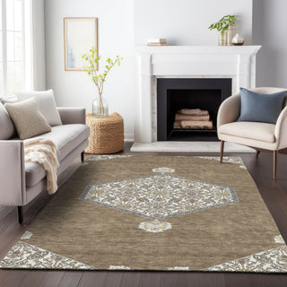 Piper Looms Chantille Oriental ACN1011 Brown Machine Washable Area Rug Lifestyle Image Feature