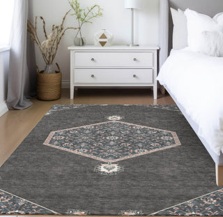 Piper Looms Chantille Oriental ACN1011 Charcoal Machine Washable Area Rug Lifestyle Image Feature