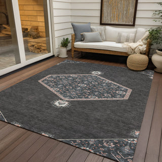 Piper Looms Chantille Oriental ACN1011 Charcoal Machine Washable Area Rug Outdoor Lifestyle Image Feature
