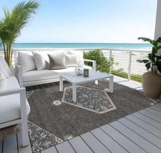 Piper Looms Chantille Oriental ACN1011 Charcoal Machine Washable Area Rug Outdoor Lifestyle Image Feature