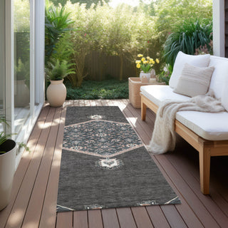 Piper Looms Chantille Oriental ACN1011 Charcoal Machine Washable Area Rug Runner Outdoor Lifestyle Image Feature