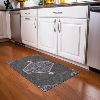 Piper Looms Chantille Oriental ACN1011 Charcoal Machine Washable Area Rug Scatter Lifestyle Image Feature