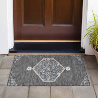 Piper Looms Chantille Oriental ACN1011 Charcoal Machine Washable Area Rug Scatter Outdoor Lifestyle Image Feature