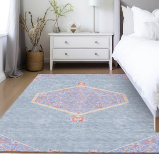 Piper Looms Chantille Oriental ACN1011 Denim Machine Washable Area Rug Lifestyle Image Feature