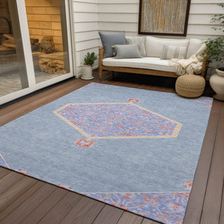 Piper Looms Chantille Oriental ACN1011 Denim Machine Washable Area Rug Outdoor Lifestyle Image Feature