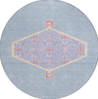 Piper Looms Chantille Oriental ACN1011 Denim Machine Washable Area Rug Round Main Image